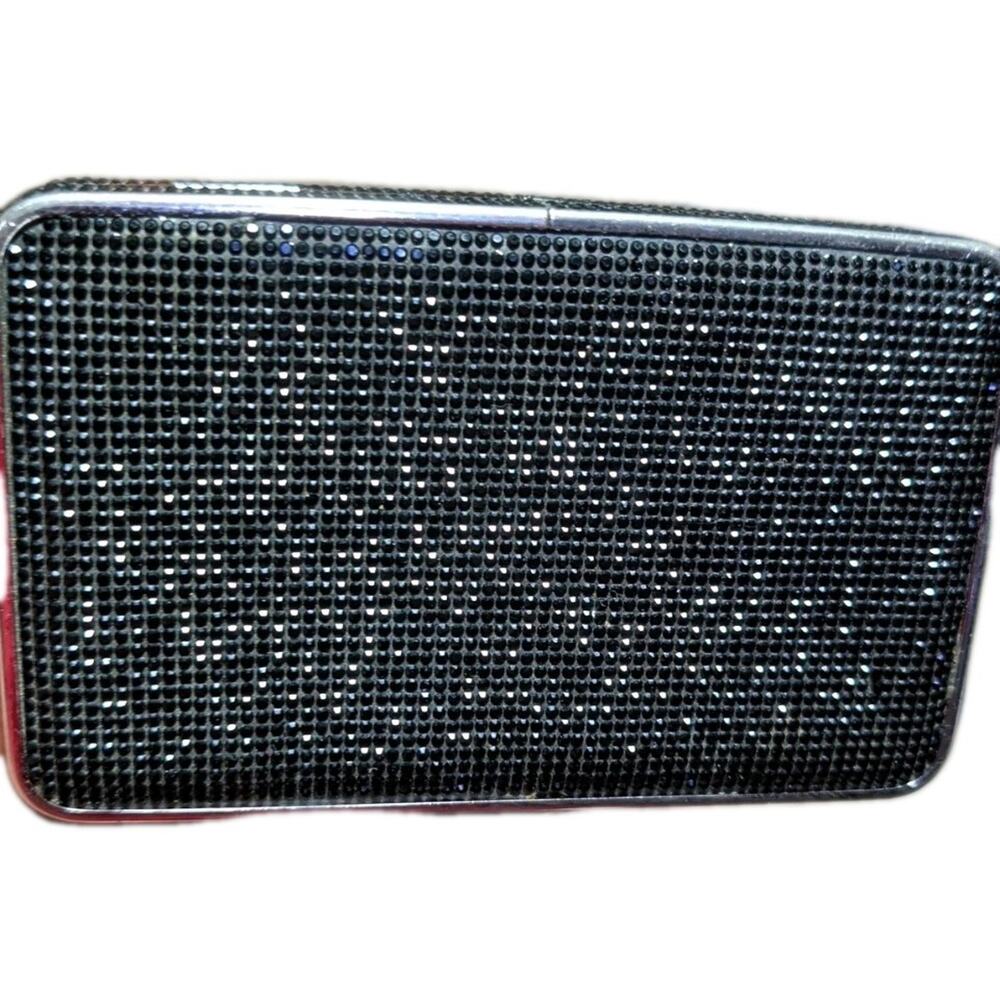 Michael Kors Black Crystal-Embellished Box Clutch Crossbody Evening Bag